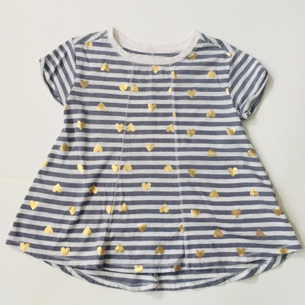 Cat & Jack Girls Short Slve Grey White Gold Sz 6x